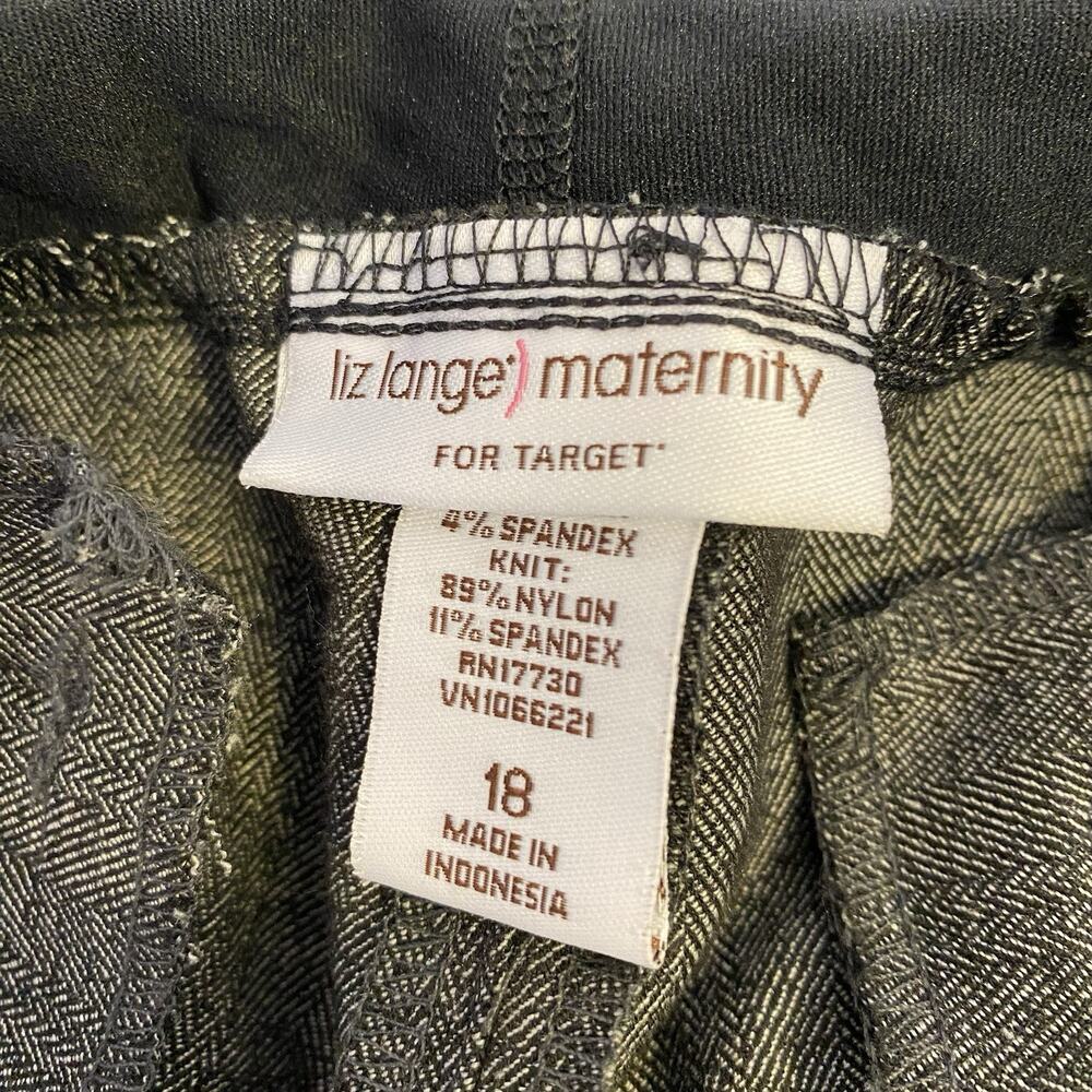 LIZ LANGE Maternity Casual Dress Pants Flare Leg PullOn Pocket Gray Black Y2K 18 - Picture 4 of 11